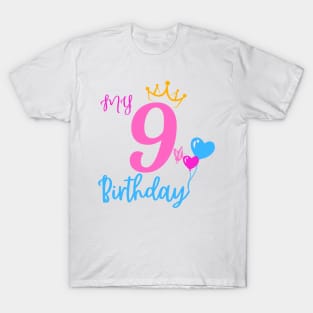 9th Birthday Girl Shirt - 9 Years Old Birthday Girl T-Shirt